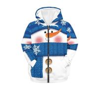 FishDing Felpa per bambini con cappuccio vestiti con zip felpe con cappuccio autunno manica lunga cappotto con cappuccio pullover giacca con tasca 6-16t, Pupazzo di neve natalizio, 14-16 Years