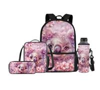 FishDing Zaino per la scuola, per bambini, con borraccia, portapranzo, zaino da viaggio per attività all'aperto (4 in 1), Koala in fiore di ciliegio, Taglia unica, Zaini Daypack
