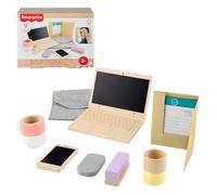 Fisher-Price Set da ufficio in legno HXV11 – 9 accessori per bambini 3+ anni