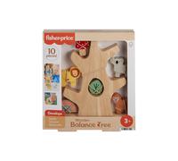 Fisher-Price - Alberello Amici Animali, gioco sensoriale in legno con 9 blocchi