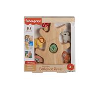 Fisher-Price - Alberello Amici Animali, gioco sensoriale in legno con 9 blocchi impilabili e 1 alberello, realizzato con legno da foreste certificate FSC, giocattolo per bambini, 3+ anni, HXT87