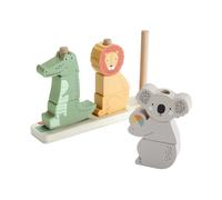 Fisher-Price - Animali in legno da impilare, 9 animali in legno a blocchi e una