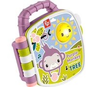 Fisher-Price Baby Toy Purple Monkey Musical Storybook con luci e suoni per neonati e bambini dai 6 mesi in su, JFC75