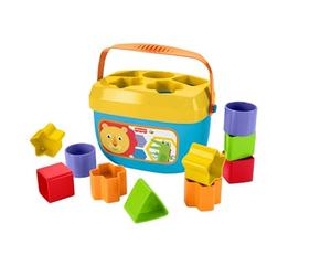 Fisher-Price - Blocchi Assortiti, 10 blocchi colorati e con le formine da impilare e inserire nel secchiello, per lo sviluppo delle capacità motorie, giocattolo per bambini, 6+ mesi, FFC84