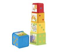 Fisher-Price - Blocchi degli Animali, set di 5 blocchi colorati con facce illustrate, da incastrare e impilare per un divertimento sensoriale, giocattolo per bambini, 6+ mesi, CDC52