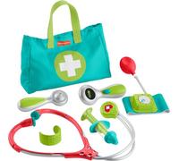 Fisher-Price - Borsa del Dottore, playset interattivo per il gioco da medico con 7 accessori a tema tra cui stetoscopio, termometro, benda e borsa in tessuto, giocattolo per bambini, 3+ anni, HYH26