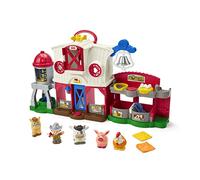 Fisher-Price Little People Fattoria Animali Felici, Include 1 Contadino, 4 Animali e 2 Cibi Giocattolo Edizione Multilingue, con Luci, Suoni e Canzoni, Giocattolo per Bambini 1+ Anni