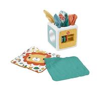 Fisher-Price - Cubetto Baby Attività, scatola di fazzoletti in tessuto per il gioco sensoriale, include 2 tessuti morbidi e 4 pannelli per attività, giocattolo per bambini, 3+ mesi, HML64