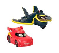 Fisher-Price DC Batwheels - Set da 2 macchinine luminose in scala 1:55, include Redbird e Batwing, veicoli a pile con effetti luminosi, giocattolo per bambini, 3+ anni, HML26