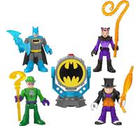 Fisher-Price DC Super Friends Bat-Tech Bat-Segnale Multipack, Set di 4 Personaggi con Luci e Accessori, Giocattolo per Bambini 3+ Anni, HFD47