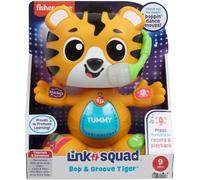 Fisher-Price Giocattolo educativo per bambini Link Squad Bop & Groove Tigre con musica e luci per bambini dai 9 mesi in su, versione inglese britannica, compatibile solo con articoli Link Squad, HYL24