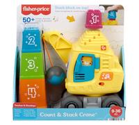 Fisher-Price Giocattolo educativo per neonati e bambini piccoli conteggio e impilamento gru con blocchi, luci, musica e suoni per bambini dai 9 mesi, versione multilingue HWY66