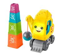 Fisher-Price Gru Impila e Costruisci, set educativo di costruzioni con palla, blocchi, luci e musica per un divertimento sensoriale, 9+ mesi, Edizione: Inglese, UK; Francese; Tedesco, HXF48