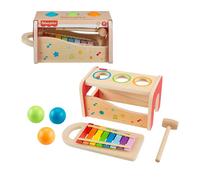 Fisher-Price Xilofono giocattolo in legno per bambini, 6 pezzi, attività musicale per bambini in età prescolare dai 18 mesi in su