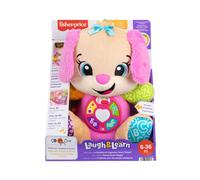 Fisher-Price Giocattolo per l'apprendimento dei neonati Ridi e Impara peluche musicale Sis Smart Stages rosa; per bambini dai 6 mesi in su, multilingue: Italiano, Spagnolo, Portoghese, Inglese, JFD35