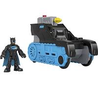 Fisher-Price Imaginext- DC Super Friends Carro Armato Bat-Tech Nero e Azzurro con Missili, Veicolo a Spinta con Personaggio di Batman con Luci, Giocattolo per Bambini 3-8 Anni, GVW26