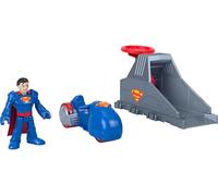 Fisher-Price Imaginext DC Super Friends, set lanciatore con action figure di Superman da 7,6 cm, veicolo giocattolo e unità abitativa ispirata all'universo DC