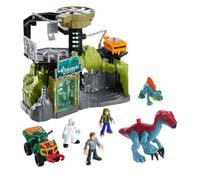 Fisher-Price, Imaginext Jurassic World Laboratorio dei dinosauri, playset con personaggi di Owen Grady, Maisie e dott. Grant, Terizinosauro e Dimetrodonte, dai 3 anni in su, HPT69