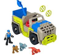 Fisher-Price Imaginext Jurassic World - Trasportatore Insegui e Cattura, playset con Veicolo Fuoristrada, 1 personagio e 3 Dinosauri, con Lanciatore e 2 Dischi Inclusi, 3+ Anni, HRK69