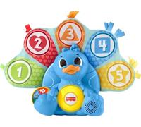Fisher-Price Linkimals Giocattolo di risveglio Adam il Pavone versione francese, luci e musica interattive, numeri e colori, Giocattolo Bambino, da 9 mesi, HN75
