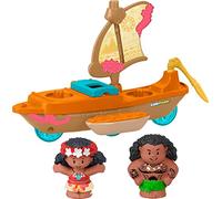 Fisher-Price Little People - Canoa della Principessa Disney Moana e Maui | Barca giocattolo e 2 personaggi, movimento ondulato arrotolabile, abilità motorie fini, bambini e bambini dai 18 mesi in su