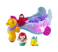 Fisher-Price Little People Disney Princess - Carrozza marina luminosa di Ariel, playset con carrozza a spinta e personaggi Ariel e Flounder inclusi, giocattolo per bambini, 18+ mesi, HMX83