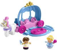 Little People Disney Princess La Carrozza del Ballo di Cenerentola, playset 2 in 1 da carrozza a sala con personaggi Cenerentola e Principe inclusi, giocattolo per bambini, 1+ anni, HGP76