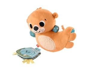 Fisher-Price - Lontra 2-in-1, Peluche sensoriale con Suoni e Movimento, soffice Libro a Colori e specchietto Inclusi, Gioco distesi sul pancino e da seduti, Giocattolo per Bambini, 0+ Anni, HXG96