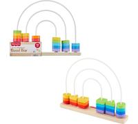 Fisher Price Wooden Rainbow Bead Bar Educational Toy Multicolor Bambini