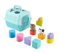 Fisher-price pets - trasportino cercaforme, set attività con 4 blocchi a tema animali e 4 formine per sviluppare le capacità motorie