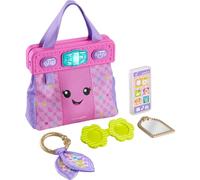 Fisher-Price Portamonete giocattolo per imparare e ridere, borsa con 4 accessori per giocare a fingere per neonati e bambini dai 6 mesi in su, HTW89