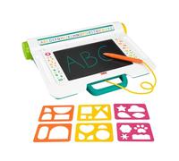 Fisher-Price Postazione Impara e Scarabocchia, tablet per scrivere e disegnare con schermo LCD e 6 stencil incluso, attività per l'apprendimento, giocattolo per bambini, 3+ anni, JDL70