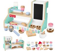 Fisher-Price Pretend Playset Caffetteria in Legno con Registro Giocattoli, 20 Pezzi in Legno per Bambini in Età Prescolare Età 3+ Anni