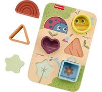 Fisher-Price - Puzzle Trova e Cresci, set in legno e silicone ispirato al mondo delle piante per attività di gioco e apprendimento, include un vassoio e 6 forme colorate, 9+ mesi, JKH10