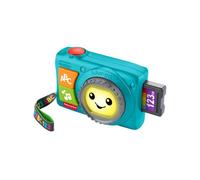 Fisher-Price - Fotocamera Luminosa Ridi & Impara, con 3 Pulsanti per Lo Scatto, per Ascoltare i Numeri e per 20 Canzoni, luci e Frasi, Versione Italiano +ES+in+PT, 6+ Mesi, JNV96