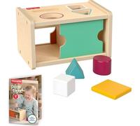 Fisher-Price - Scatola Cercaforme Montessoriana, set in legno per attività di coordinazione occhio-mano e apprendimento con 4 forme diverse incluse, 12+ mesi, JHC06