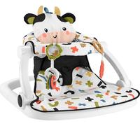 Fisher-Price Sedia portatile per neonati, simpatico sedile a mucca, sedile da pavimento con massaggiagengive senza BPA, giocattolo per lo sviluppo per neonati