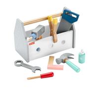 Fisher-Price Cassetta attrezzi in legno HYG50 – 9 pezzi con trapano giocattolo per bambini 3+ anni