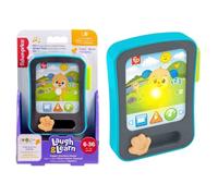 Fisher-Price Tablet giocattolo con musica e luce per bambini dai 6 mesi in su, con supporto per più lingue, JGX02