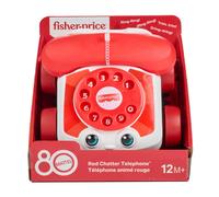 Fisher-Price - Telefono Chiacchierone Rosso, gioco trainabile con l'iconico filo rosso in stile Mattel, edizione speciale 80° Anniversario, giocattolo per bambini, 12+ mesi, JGG97