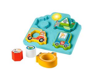 Fisher-Price - Veicolo Cercaforme Sonori, Puzzle 2 in 1 con Veicoli e Pezzi a Tema Animale, Include Musica e Suoni per stimolare Le capacità motorie, Giocattolo per Bambini, 9+ Mesi, HRP31