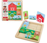 Fisher-Price Wood Toddler Toy Farm Blocks Puzzle, 14-Piece Wooden Activity for D