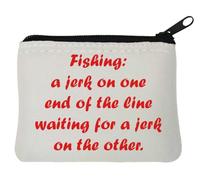 Fishing a jerk on one end of The line waiting for a jerk on the other Neoprene Coin Purse Pouch 10x11cm Bianco, bianco, Taglia unica