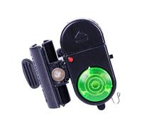 Fishing Bite Alarm, LED Rod Bell, Sound Sensitive Alert, Night Time Signal System, Clip On Indicator, Green and Silver 2 Pack, Excellent for Ice Boat Dock Lake Fishing