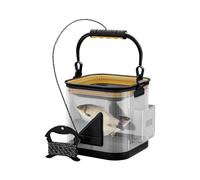 Fishing Bucket, Trasparente Foldable, Pesce Basket Container, Portatile Ice Storage Buckets for Camping, Hiking, Lakes, Fivers, Saltwater, Outdoor Angling Accessories, Travel, 9.45x8.66x8.66 Inches