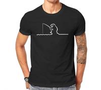 Fishing EST Tshirts La Linea The Line Osvaldo Cavandoli TV Men Style Pure Cotton Streetwear T Shirt Round Neck Big Size Black 3XL