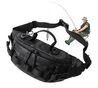 Fishing Fanny Pack, Waterproof Outdoor Storage Bag, Spacious Multifunctional Fly Fishing Waist Pack for Men & Women, 14.96x6.69x3.54 Inches, Black Camouflage