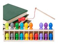 Fishing Game for Kids, Magnetic Color Learning Wooden Toy, Interactive Matching Games with Rods And Fish, Educational Toy Boys Girls Easter Party Travel Beach Classroom