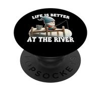 Fishing Grandpa Gnome For Dad Life Is Better At The River PopSockets PopGrip Adesivo