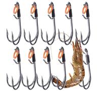 Fishing Hooks - Doppio Hooks Fishing | 10 pezzi Frog Hooks, Double Reverse Fishing Hooks, Anti-Bending Carbon Steel Gear Rigs for Panfish Bass Trout Grouper Crappie Beach and Saltwater